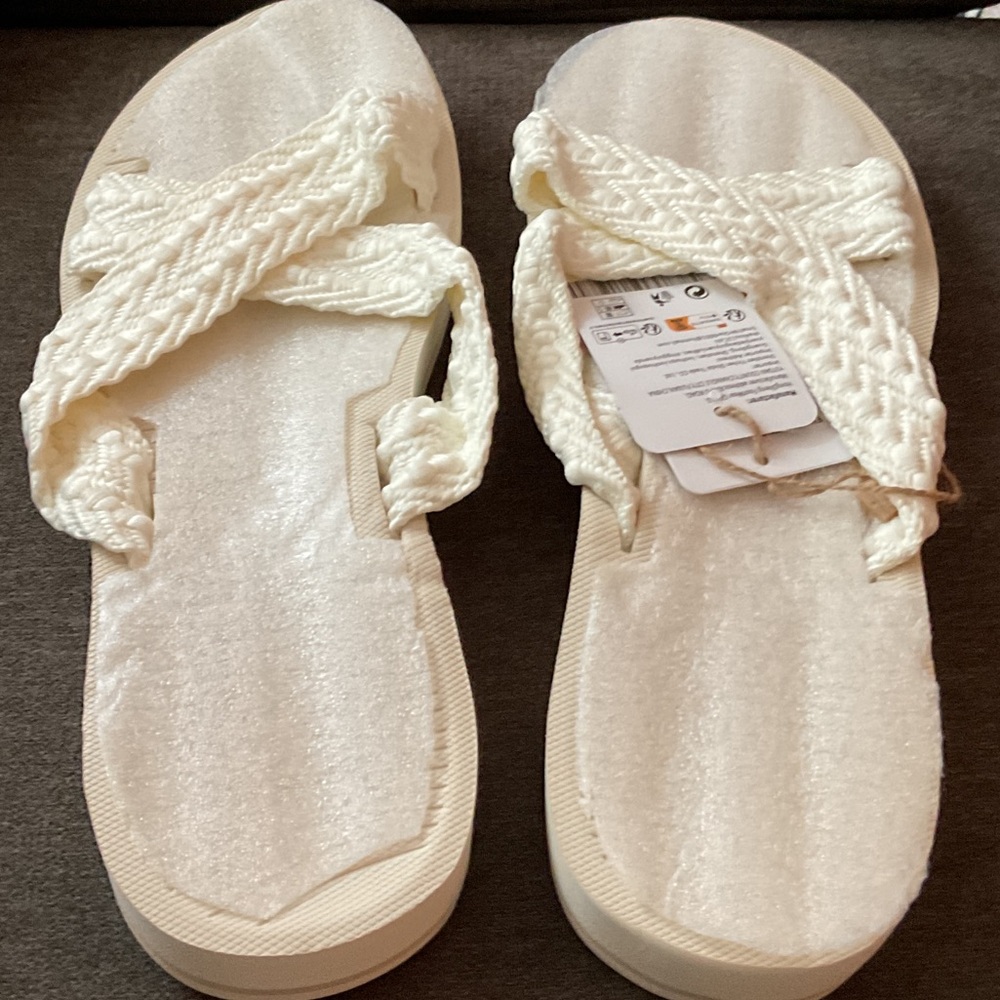 Coface White Braided Women's Sandals